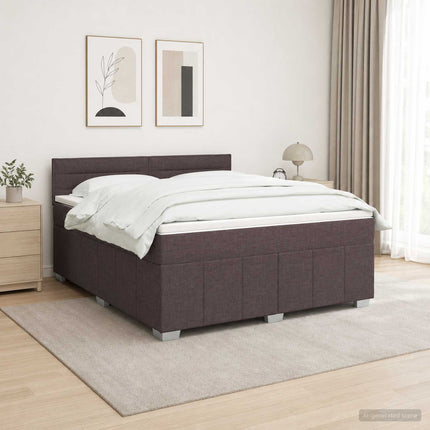 Boxmadras med topmadras Mørk Brun 140 x 200 cm Stof