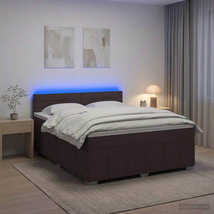 Boxmadras med topmadras Mørk Brun 160 x 200 cm Stof