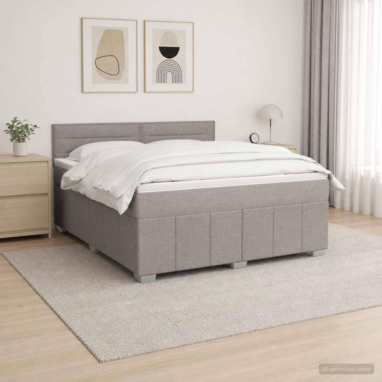 Boxmadras med topmadras Grbrun 140 x 200 cm Stof