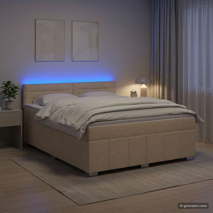 Boxmadras med topmadras Cremefarvet 140 x 190 cm Stof
