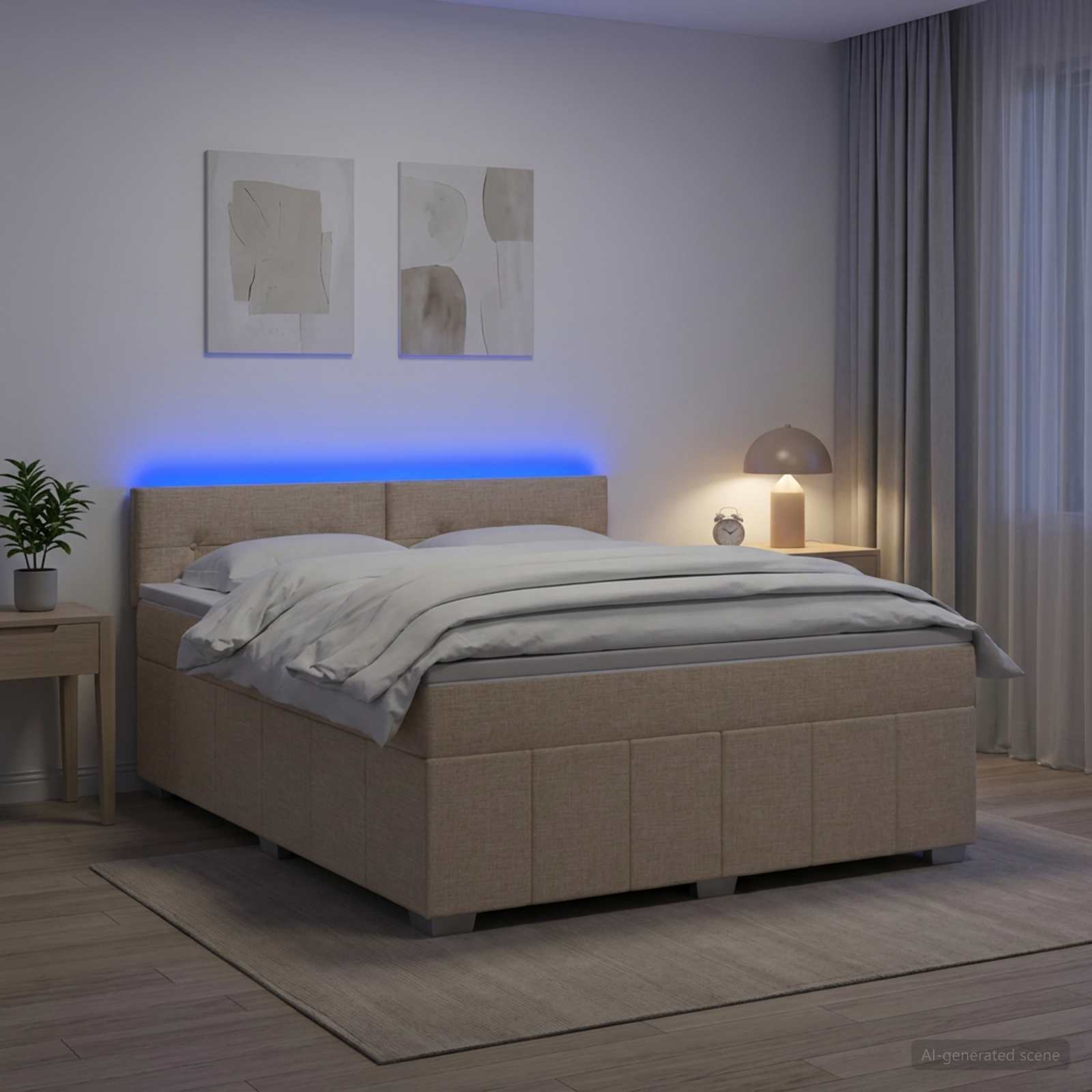 Boxmadras med topmadras Cremefarvet 140 x 190 cm Stof