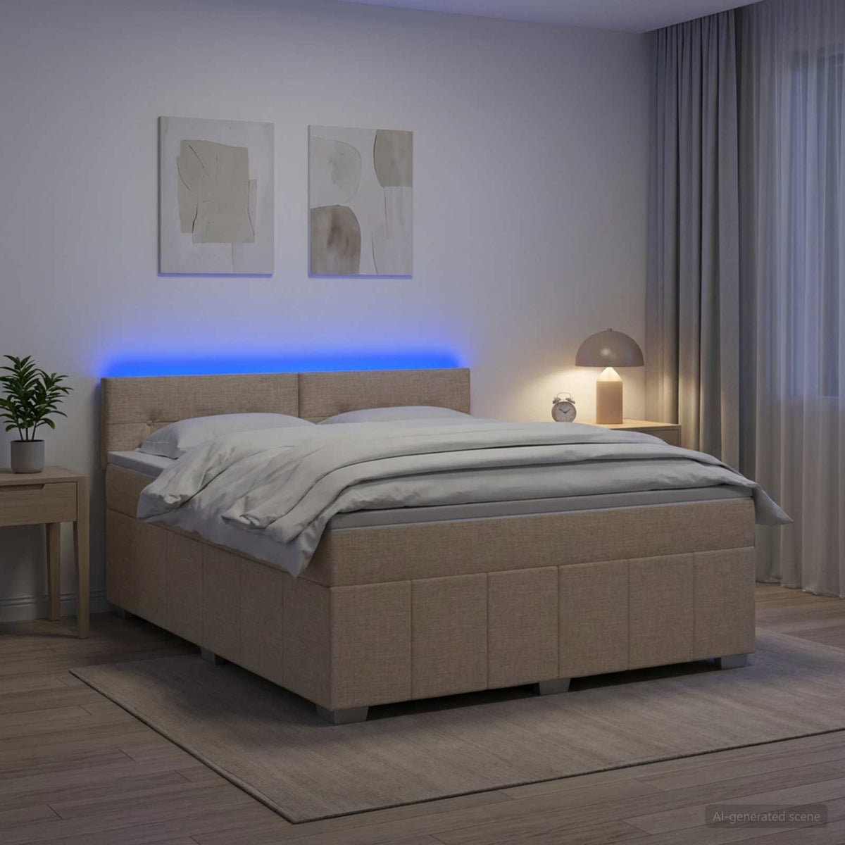 Boxmadras med topmadras Cremefarvet 140 x 200 cm Stof