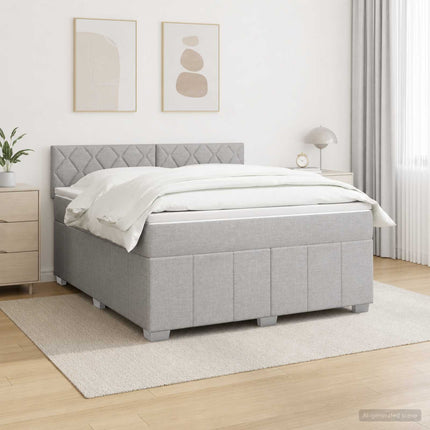 Boxmadras med topmadras Lysegrå 160 x 200 cm Stof
