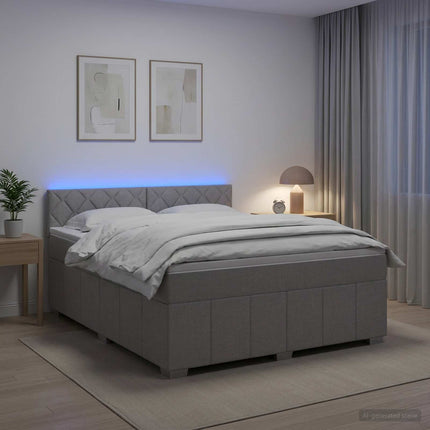 Boxmadras med topmadras Lysegrå 160 x 200 cm Stof