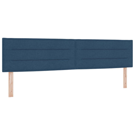 Boxmadras med topmadras med hovedgærde Blå 200 x 200 cm Stof