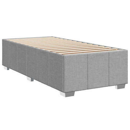 Box Spring Seng med Madras og LED Lysegrå 90 x 190 cm Stof