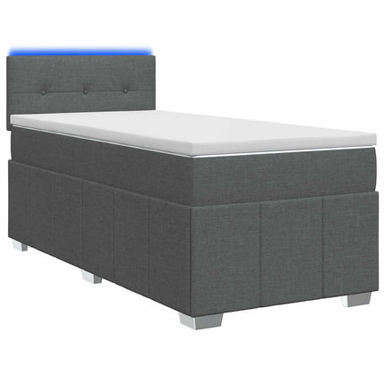 Box Spring Seng med Madras og LED Mørkegrå 90 x 190 cm Stof