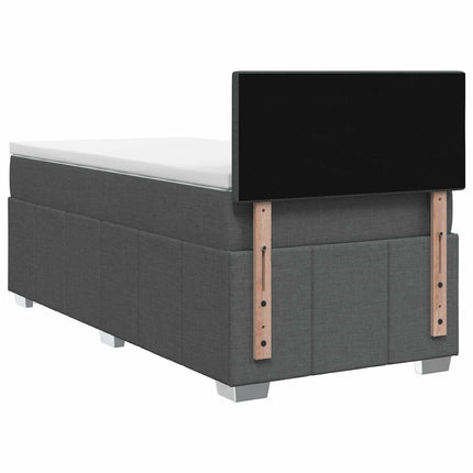Box Spring Seng med Madras og LED Mørkegrå 90 x 190 cm Stof