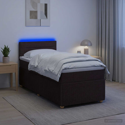 Boxmadras med topmadras Mørk Brun 90 x 190 cm Stof