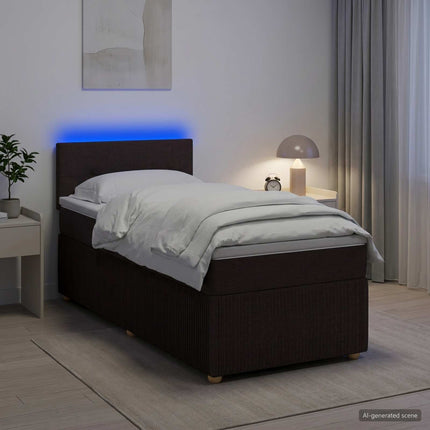 Boxmadras med topmadras Mørk Brun 100 x 200 cm Stof