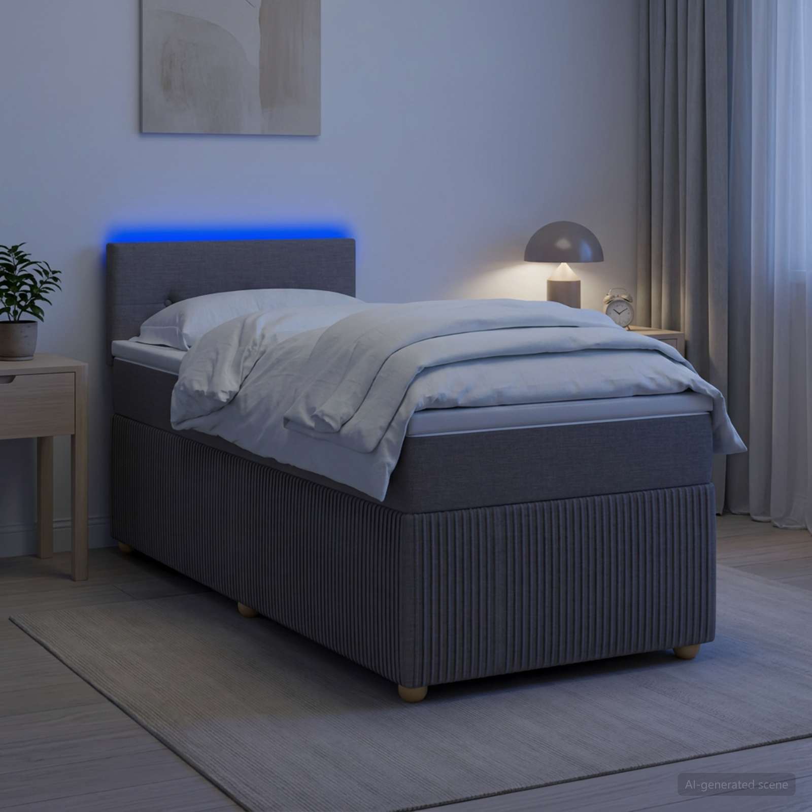 Boxmadras med topmadras Grbrun 100 x 200 cm Stof