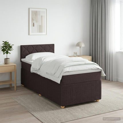 Boxmadras med topmadras Mørk Brun 80 x 200 cm Stof