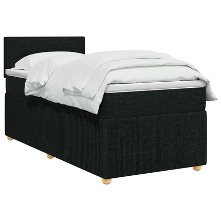 Boxmadras med topmadras med hovedgærde Sort 90 x 190 cm Stof