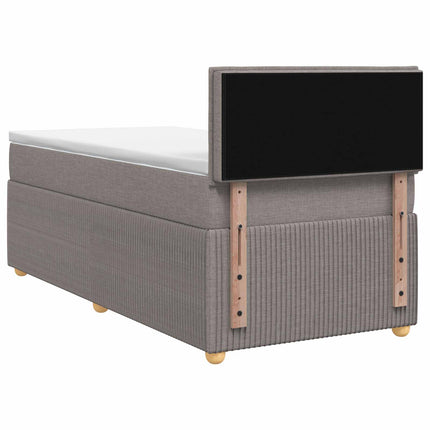 Boxmadras med topmadras med hovedgærde Gråbrun 90 x 190 cm Stof