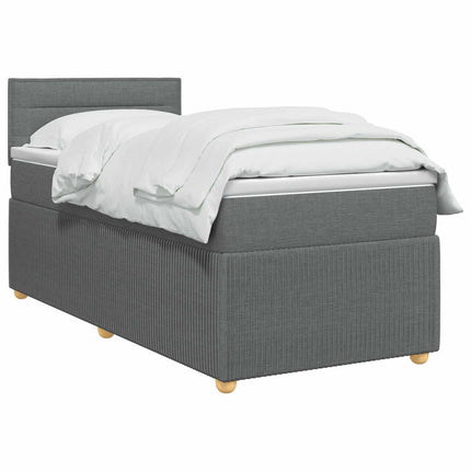 Boxmadras med topmadras Mørkegrå 90 x 200 cm Stof