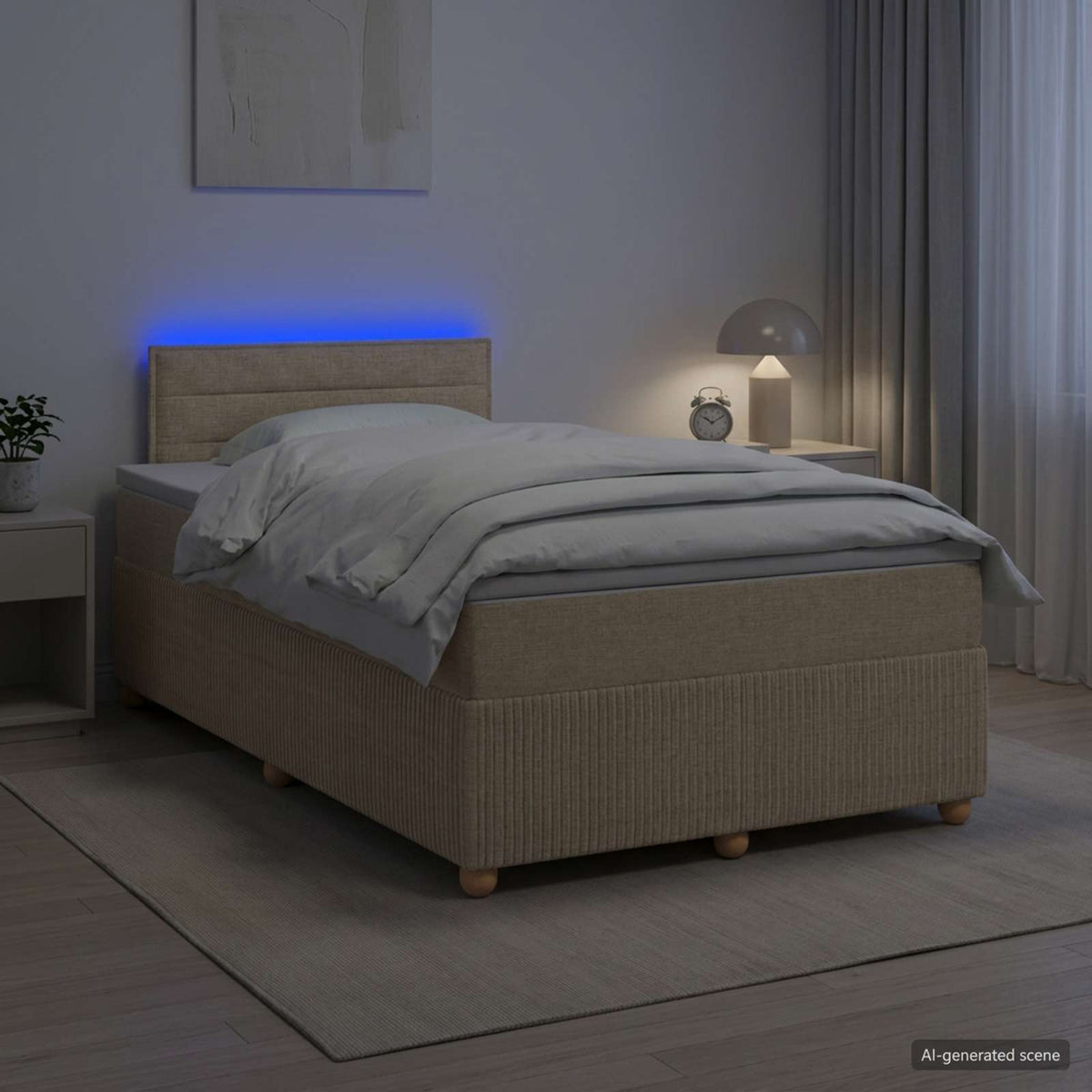Boxmadras med topmadras Cremefarvet 120 x 200 cm Stof