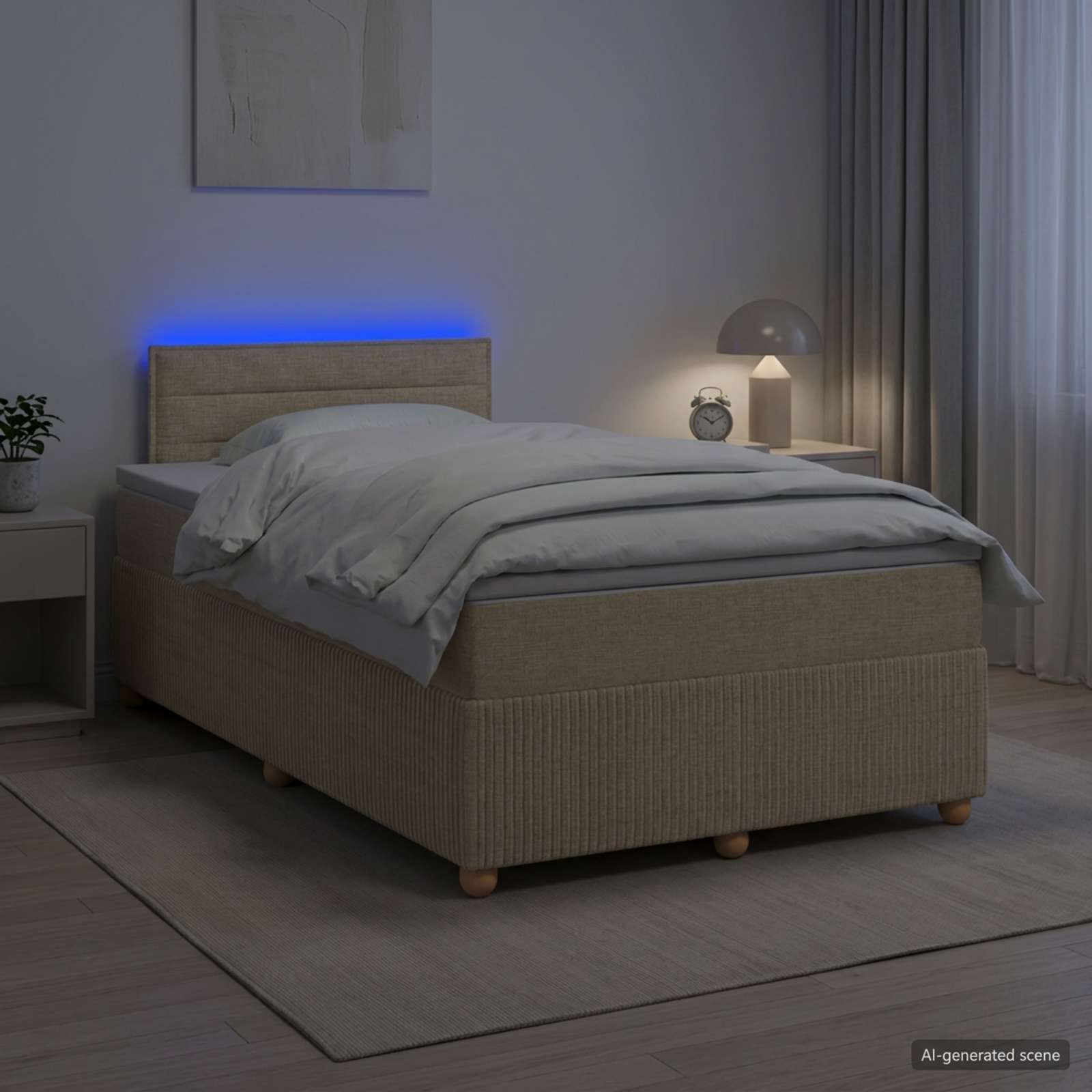 Boxmadras med topmadras Cremefarvet 120 x 200 cm Stof