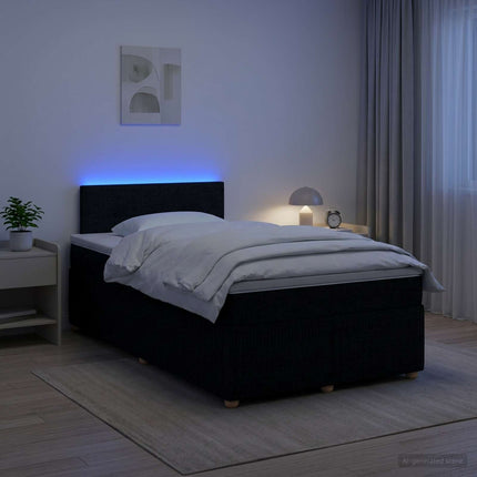 Boxmadras med topmadras med hovedgærde Sort 120 x 190 cm Stof