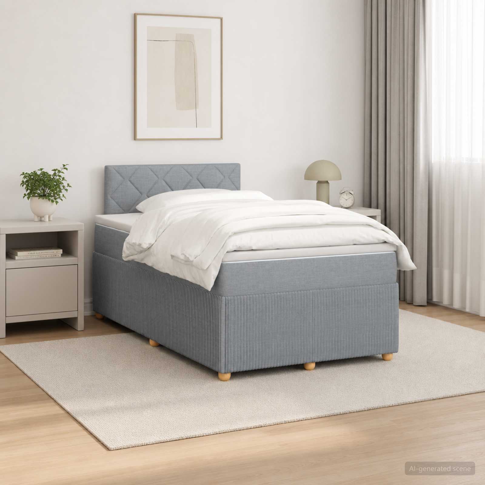 Boxmadras med topmadras Lysegr 120 x 200 cm Stof