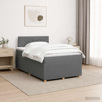 Boxmadras med topmadras Mørkegrå 120 x 190 cm Stof