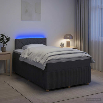 Boxmadras med topmadras Mørkegrå 120 x 190 cm Stof