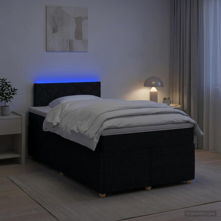 Boxmadras med topmadras med hovedgærde Sort 120 x 200 cm Stof
