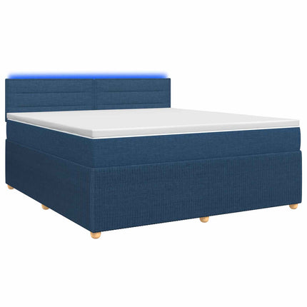 Boxmadras med topmadras med hovedgærde Blå 140 x 190 cm Stof
