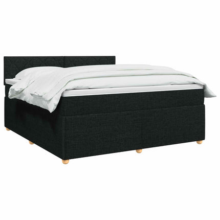 Boxmadras med topmadras med hovedgærde Sort 140 x 190 cm Stof