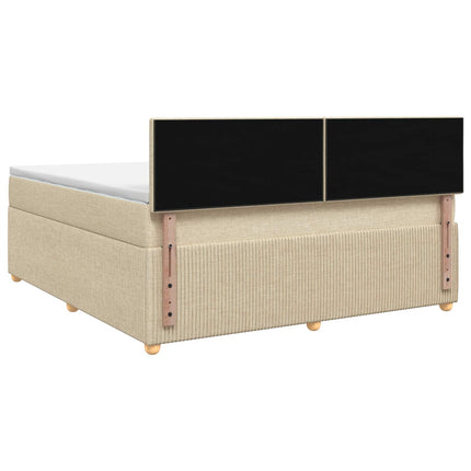 Boxmadras med topmadras Cremefarvet 160 x 200 cm Stof