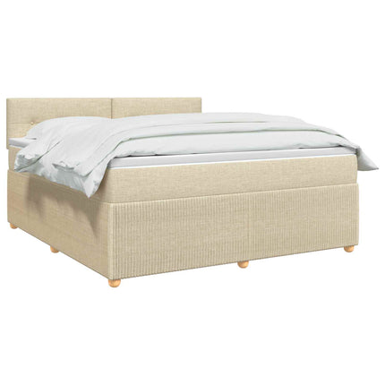 Boxmadras med topmadras Cremefarvet 160 x 200 cm Stof