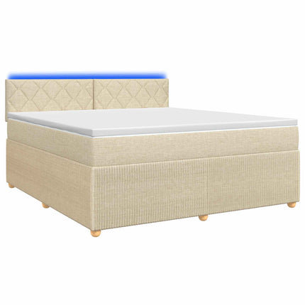 Boxmadras med topmadras Cremefarvet 160 x 200 cm Stof
