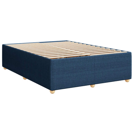 Boxmadras med topmadras med hovedgærde Blå 160 x 200 cm Stof