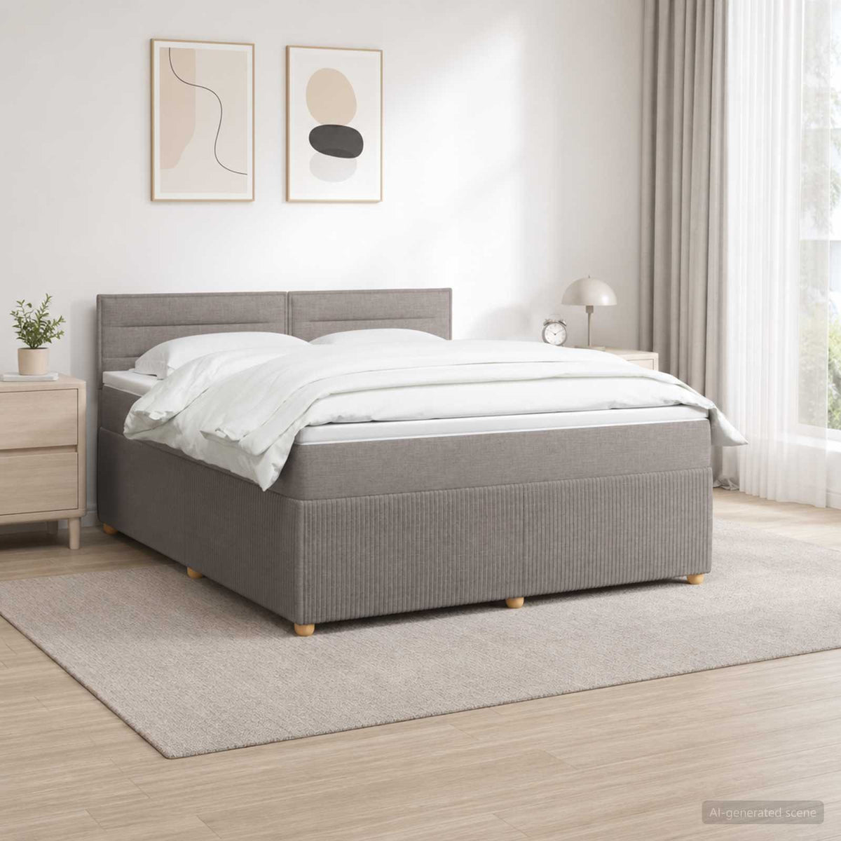 Boxmadras med topmadras Grbrun 140 x 200 cm Stof