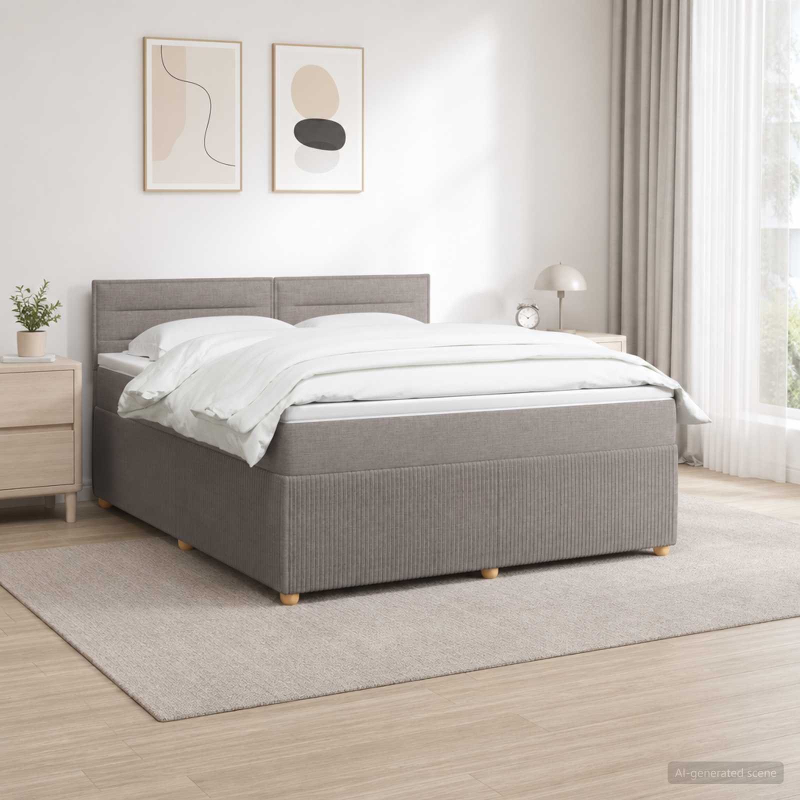Boxmadras med topmadras Grbrun 140 x 190 cm Stof