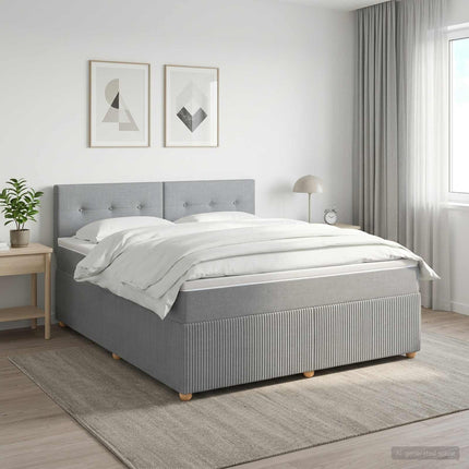 Boxmadras med topmadras Lysegrå 140 x 190 cm Stof