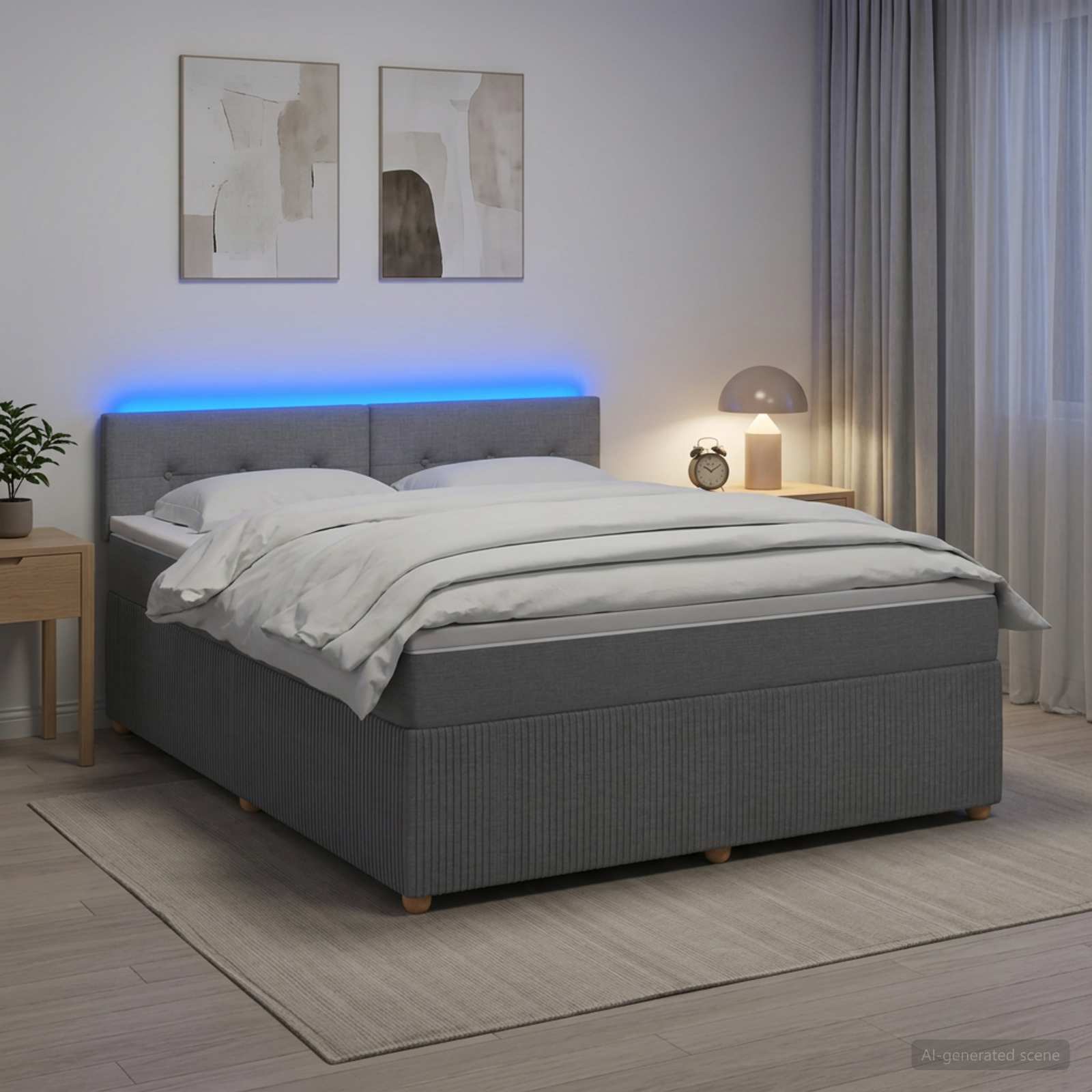 Boxmadras med topmadras Lysegr 140 x 190 cm Stof
