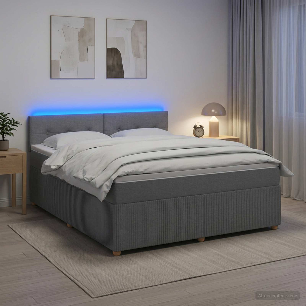 Boxmadras med topmadras Lysegr 180 x 200 cm Stof