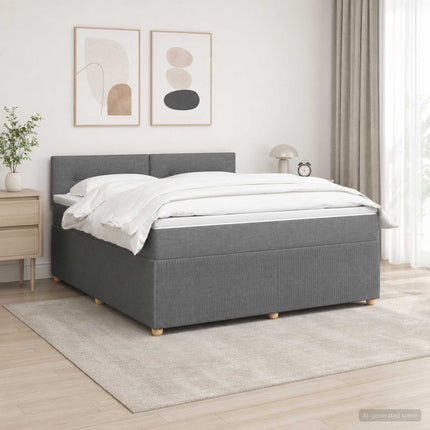 Boxmadras med topmadras Mørkegrå 180 x 200 cm Stof