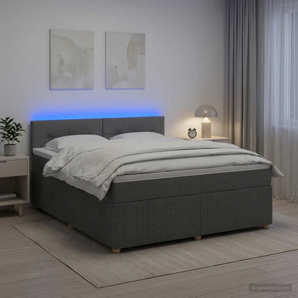 Boxmadras med topmadras Mørkegrå 180 x 200 cm Stof