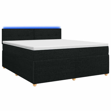 Boxmadras med topmadras med hovedgærde Sort 180 x 200 cm Stof