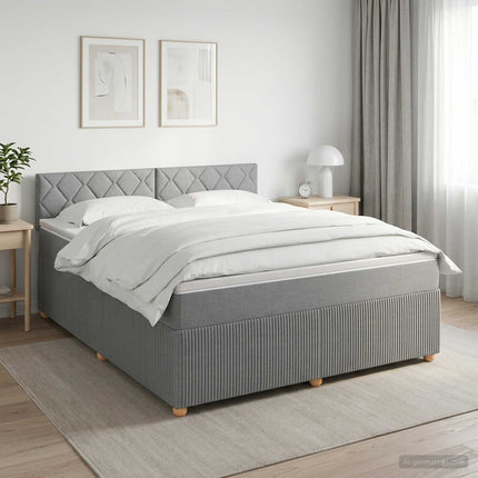 Boxmadras med topmadras Lysegrå 160 x 200 cm Stof