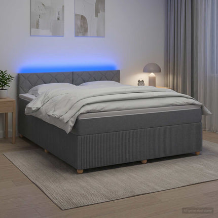 Boxmadras med topmadras Lysegrå 160 x 200 cm Stof