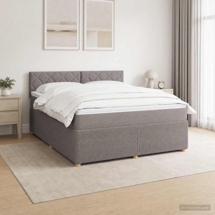 Boxmadras med topmadras Gråbrun 140 x 190 cm Stof