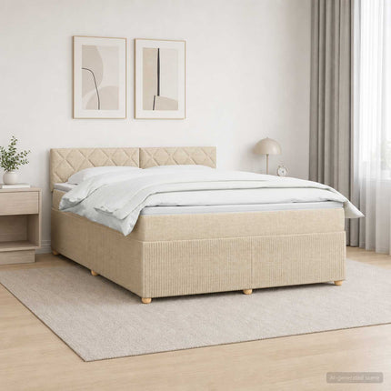 Boxmadras med topmadras Cremefarvet 140 x 200 cm Stof