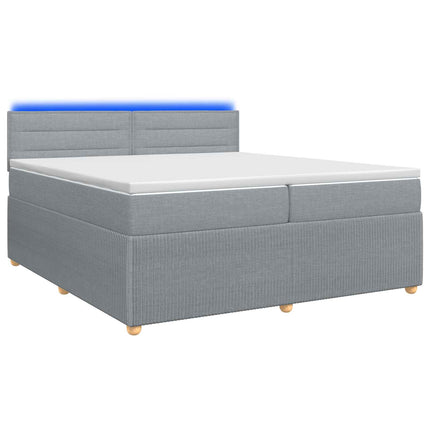 Boxmadras med topmadras Lysegrå 200 x 200 cm Stof