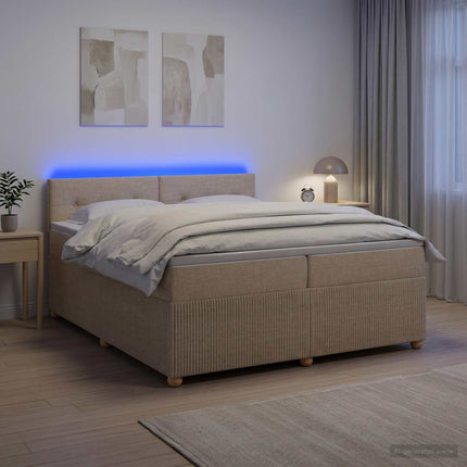 Boxmadras med topmadras Cremefarvet 200 x 200 cm Stof