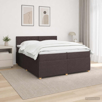 Boxmadras med topmadras Mørk Brun 200 x 200 cm Stof