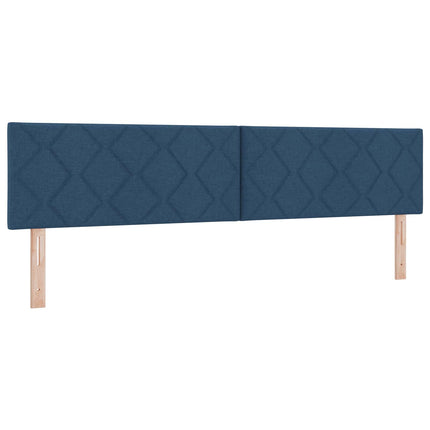 Boxmadras med topmadras med hovedgærde Blå 200 x 200 cm Stof