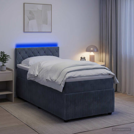 Boxmadras med topmadras Mørkegrå 80 x 200 cm Fløjl