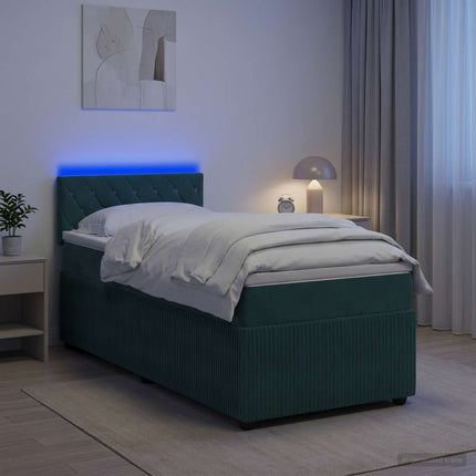 Boxmadras med topmadras Mørkegrøn 90 x 200 cm Fløjl